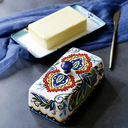 Handbemalte Butterdose im toskanischen Stil - TuscanCharm