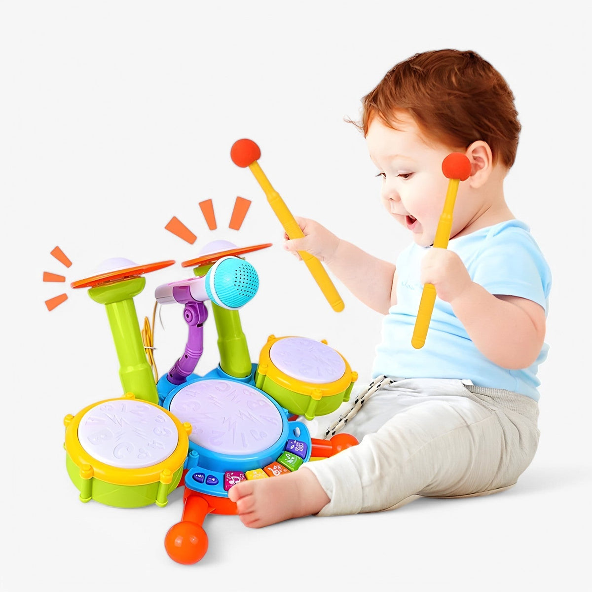 Interaktives Lern-Drumset mit Mikrofon für Kleinkinder – RhythmusSpaß Mini