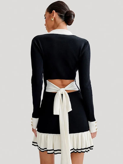 Strick-Minikleid mit Rückenausschnitt und Bandage-Design – Amira