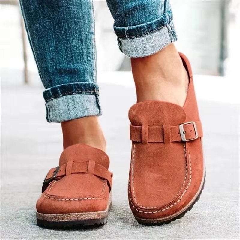 Retro Wildleder Pantoletten mit orthopädischem Komfort - Solenza