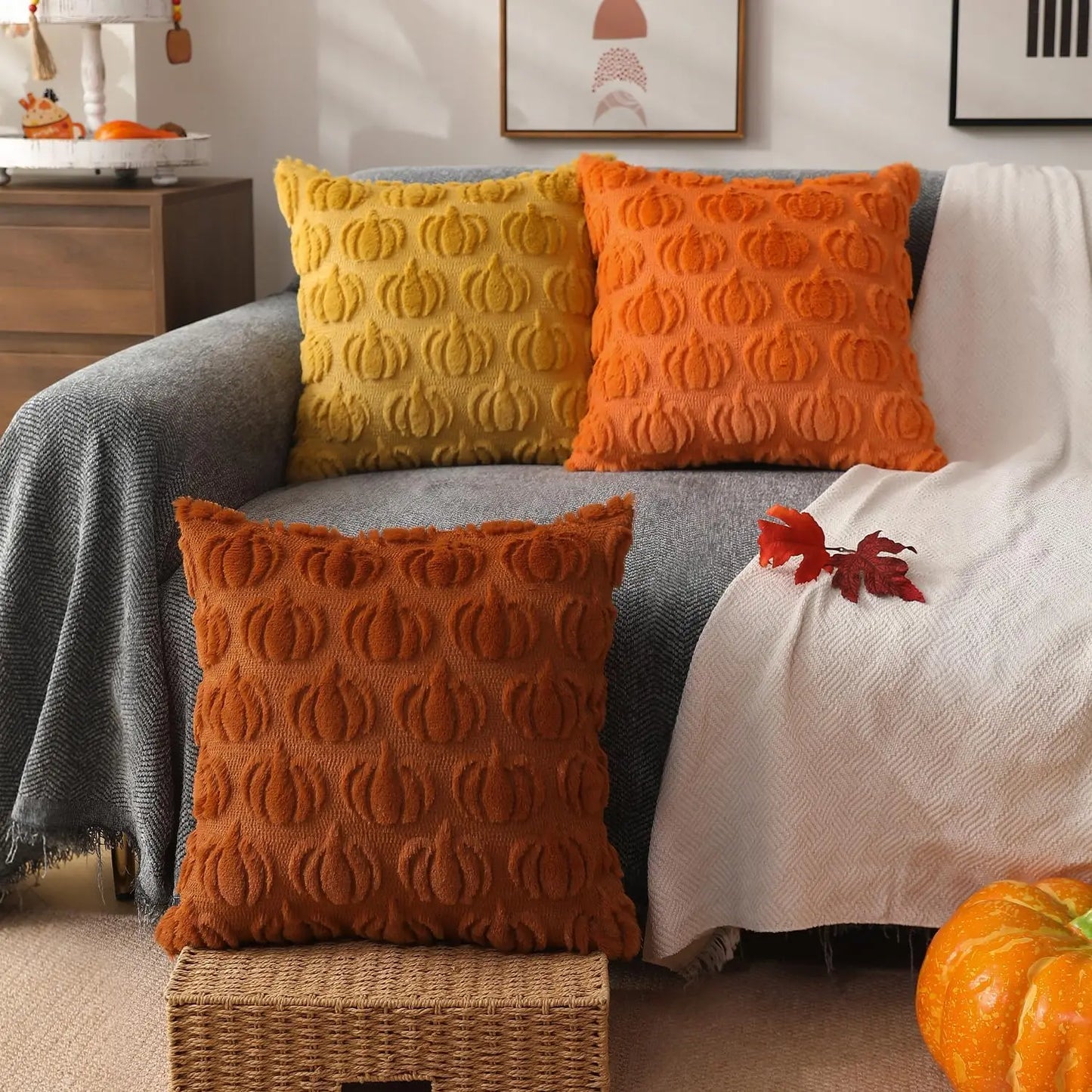 Weiche Kissenhülle aus Kunstfell für Herbstdekor – RusticCozy