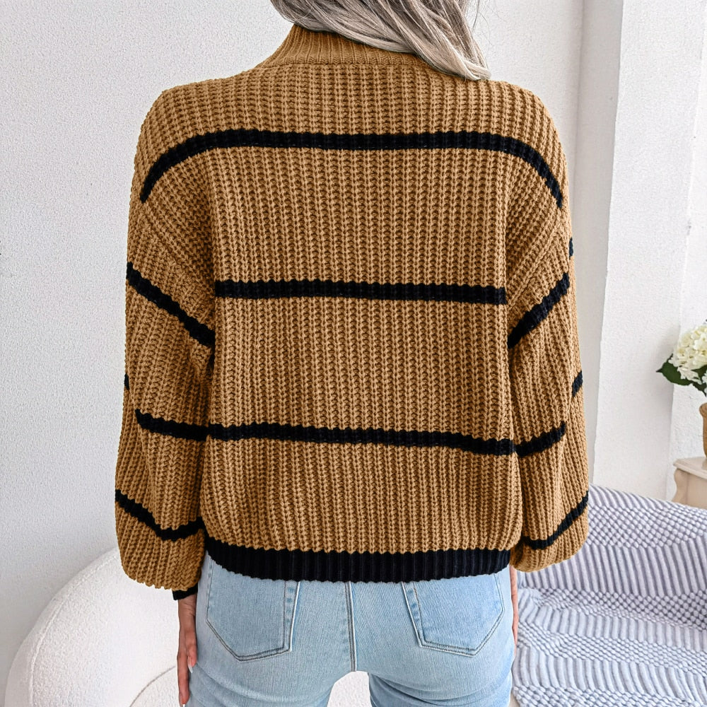 Casual Gerippter Rollkragenpullover - Elena