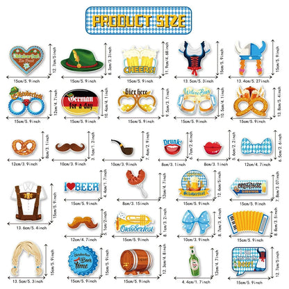 Foto-Requisiten Set im Oktoberfest-Design (30-teilig)- 1+1 Gratis – GaudiSpaß Oktoberfest 2025