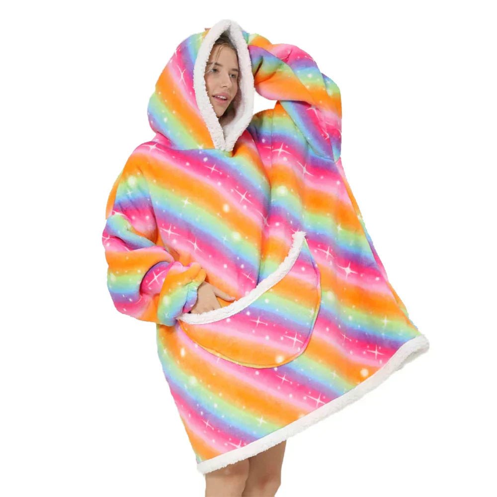 Oversized Fleece-Decke mit Kapuze & Taschen – SnugJoy