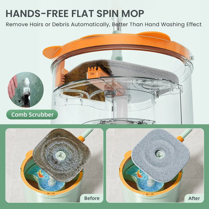 Selbstrotierender Wischmopp mit Eimer - SpinMop