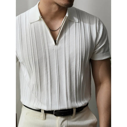 Slim Fit Herren-Poloshirt mit Reißverschluss – Fabrizio