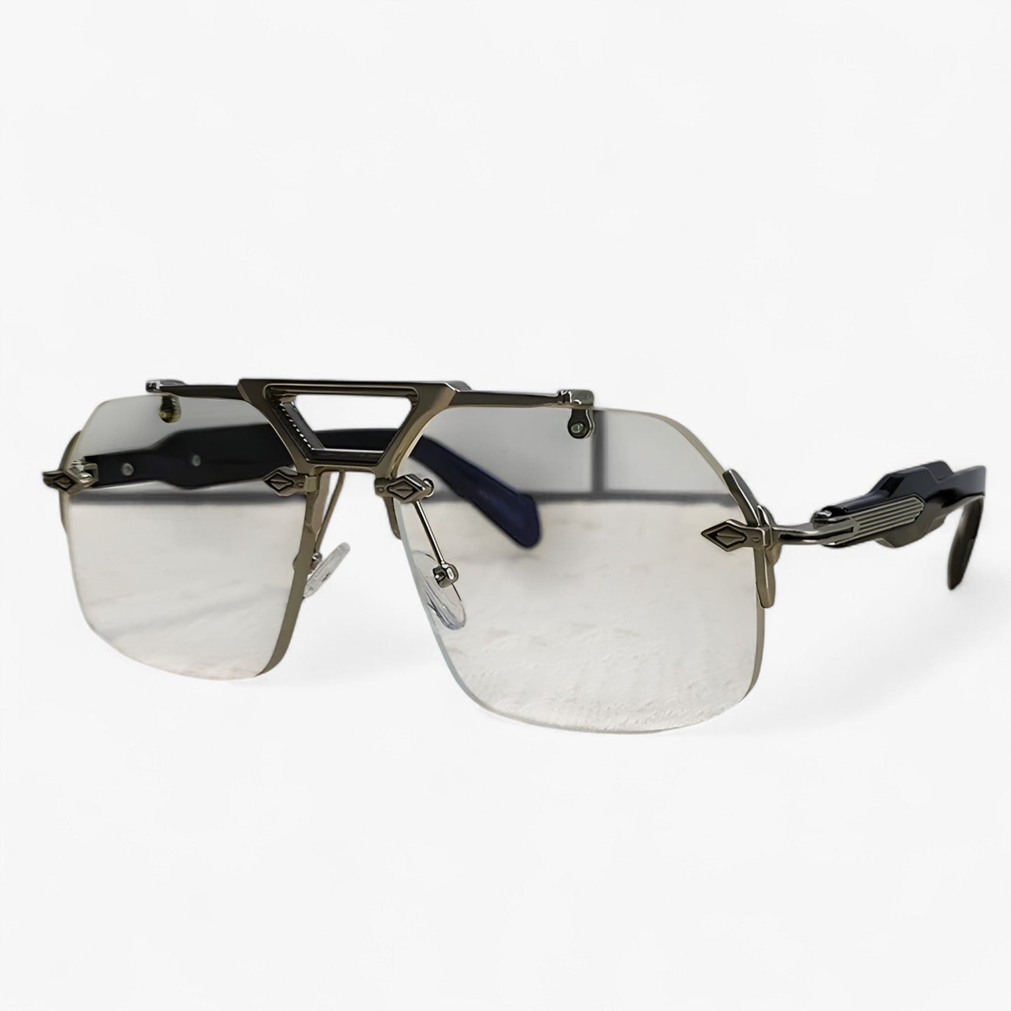 Randlose Oversized Sonnenbrille mit Metallakzenten – Vexor