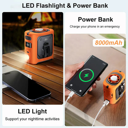8000mAh tragbarer Kühl-Gürtelventilator mit Powerbank und LED-Licht – FrostBreeze