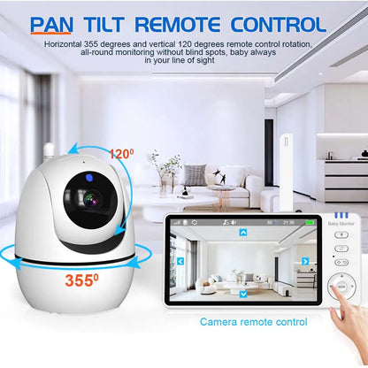 5-Zoll HD Video-Babyphone mit Kamera, PTZ-Zoom und Nachtsicht