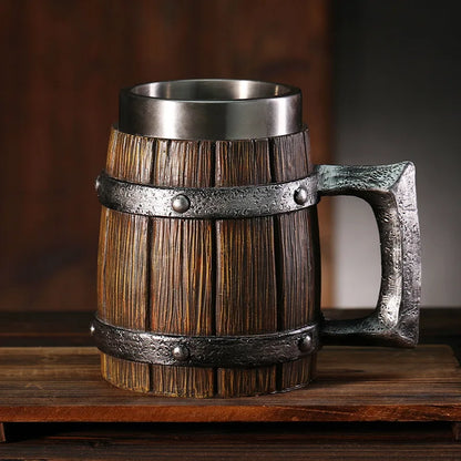 Hölzerner Bierkrug mit Edelstahleinsatz (600 ml) – EichenKrug Oktoberfest 2025