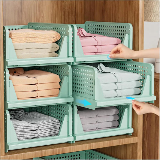 5er-Pack stapelbare faltbare Kleiderschrank-Aufbewahrungsboxen – Liora