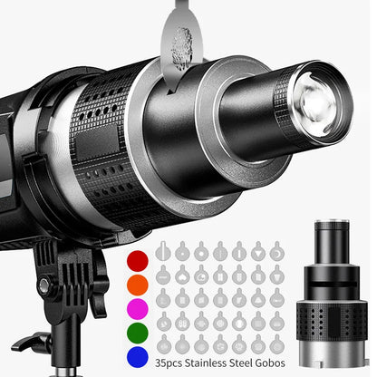 Optisches Spotlight Kegellinsenset mit 35 Gobos & Bowens-Montage – Lumina