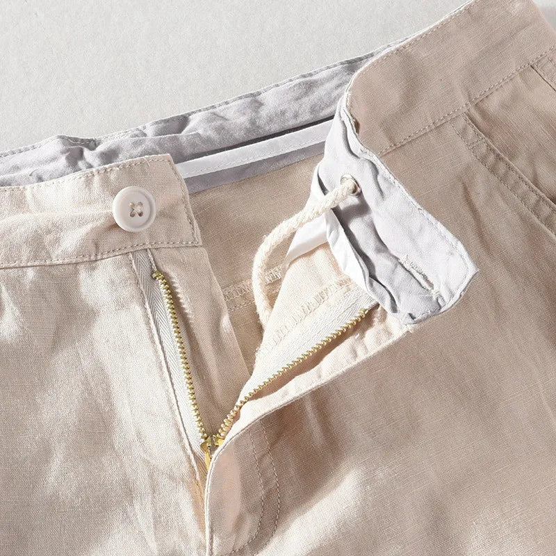 Strandshorts Herren Leinen-Baumwolle Sommerlook mit Knopfverschluss - Sandro