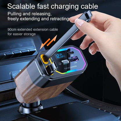120W 4-in-1 Erweiterbares Autoladegerät mit USB-C- und Zigarettenanzünderadapter – Vega