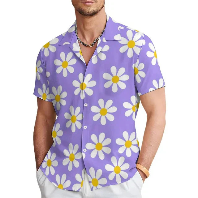 Herren Sommerhemd mit Blumenmuster und Reverskragen – Elian
