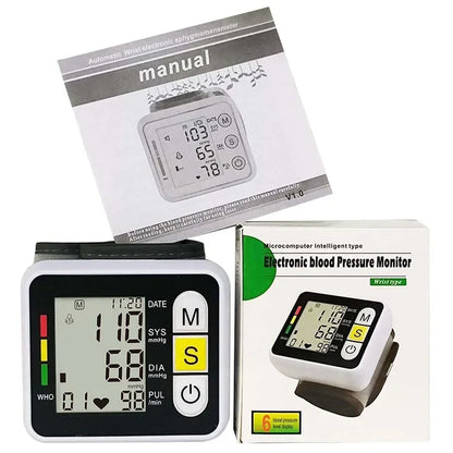 Digitaler Handgelenk-Blutdruckmessgerät mit LCD-Display – PulseTrack
