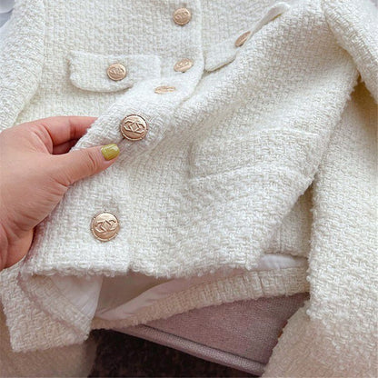 Damen Tweedjacke mit Rundhalsausschnitt – Celeste