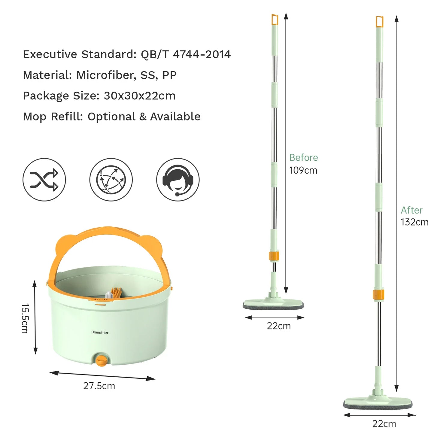 Selbstrotierender Wischmopp mit Eimer - SpinMop