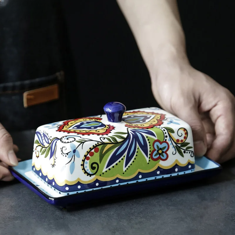Handbemalte Butterdose im toskanischen Stil - TuscanCharm