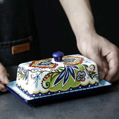 Handbemalte Butterdose im toskanischen Stil - TuscanCharm