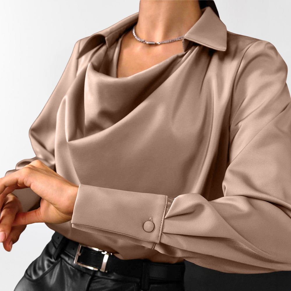 Satin-Finish Collared Women's Top - Janice