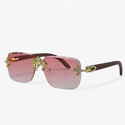 Randlose Steampunk-Sonnenbrille mit Metallakzenten – Nirex