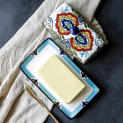 Handbemalte Butterdose im toskanischen Stil - TuscanCharm
