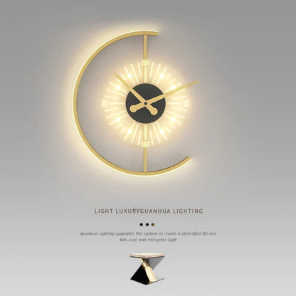 Moderne Goldene Leuchtende Uhr - Elysium