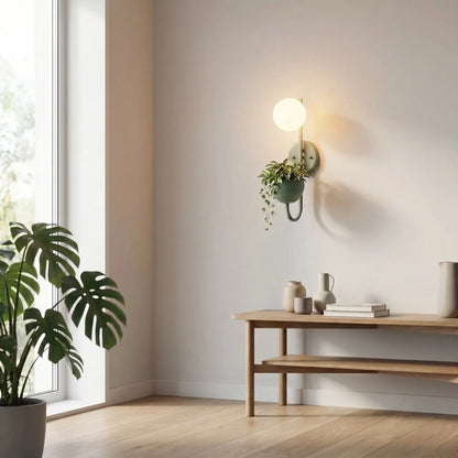 Scandinavian Wall Sconce With Planter -  Verdura