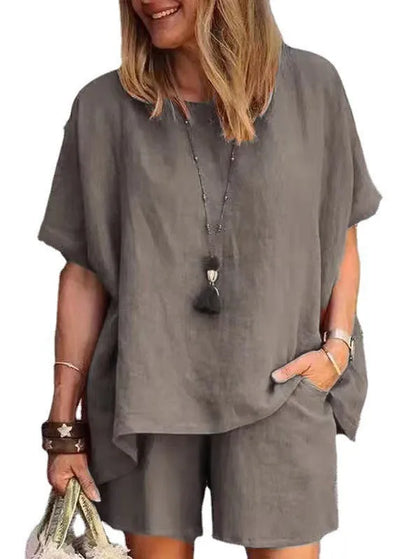 Trendiges Zweiteiliges Leinen Sommer-Set mit Shorts für Damen – Nayla