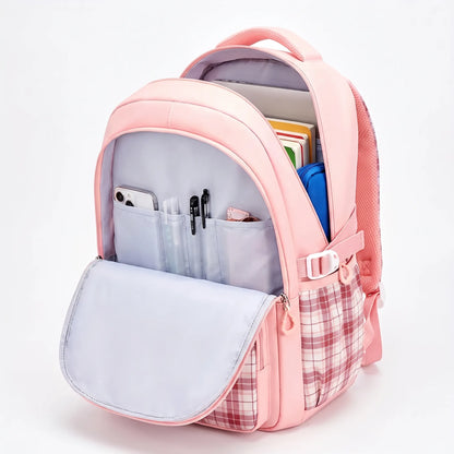 Schulrucksack Grundschule Mit Karomuster - Pledra