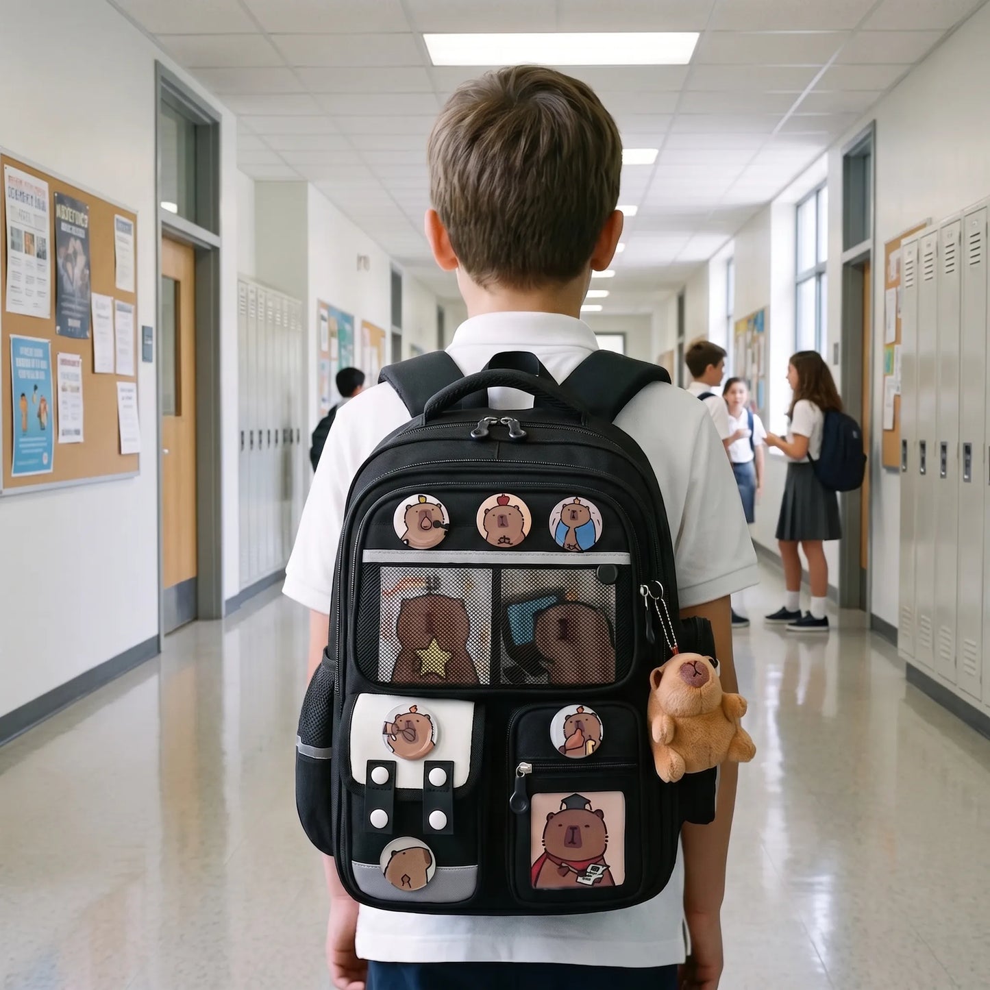 Schulrucksack Mit Capybara-Motiv Und Vielen Fächern - Viyora