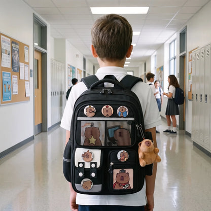 Schulrucksack Mit Capybara-Motiv Und Vielen Fächern - Viyora