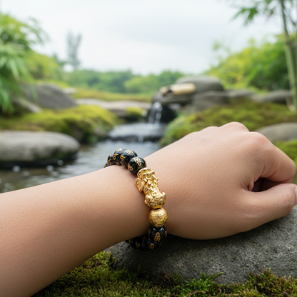Schwarzes Obsidian-Armband - WealthObsidian