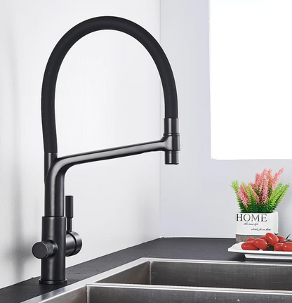 Küchenarmatur mit Doppel-Auslauf und Wasserfiltration – PureFlow Duo