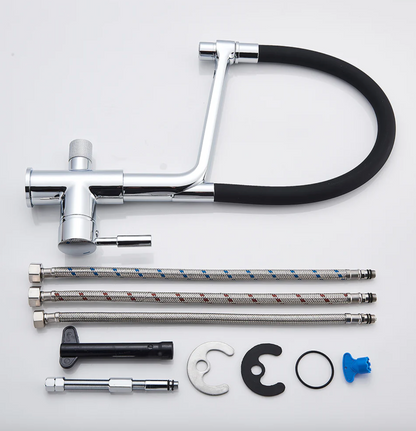 Küchenarmatur mit Doppel-Auslauf und Wasserfiltration – PureFlow Duo