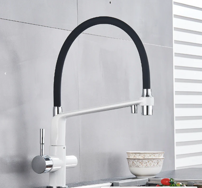 Küchenarmatur mit Doppel-Auslauf und Wasserfiltration – PureFlow Duo