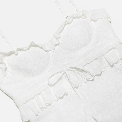 Stilvolles Besticktes Camisole Maxikleid in Weiß – Alina