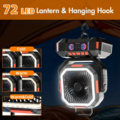 Wiederaufladbarer Campingventilator mit 40000mAh Batterie und LED-Lampe – F22