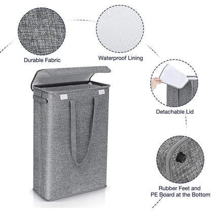 45L Slim Wäschekorb mit Deckel – Neris