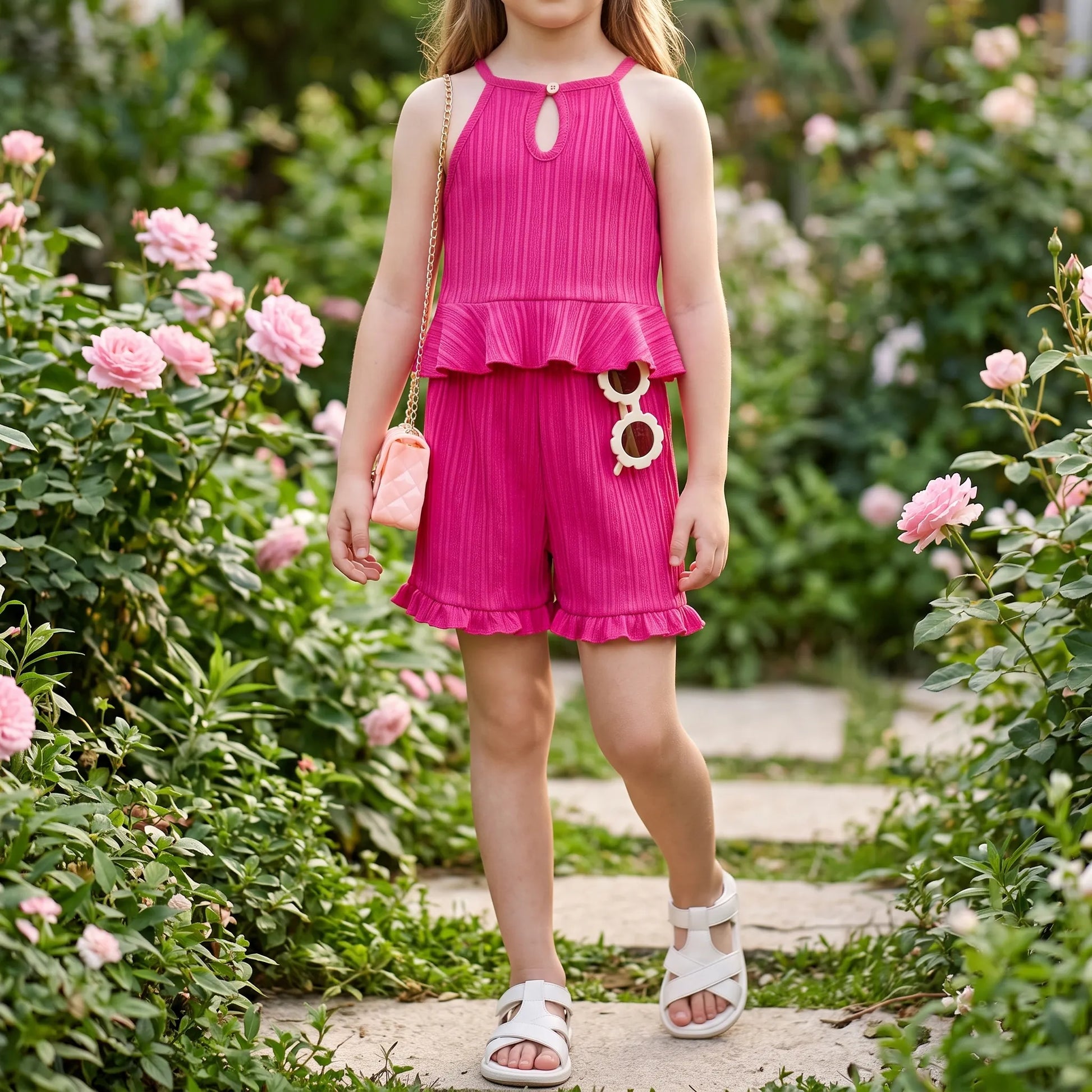 Set Aus Ärmellosem Rüschentop Und Shorts - Glimmera