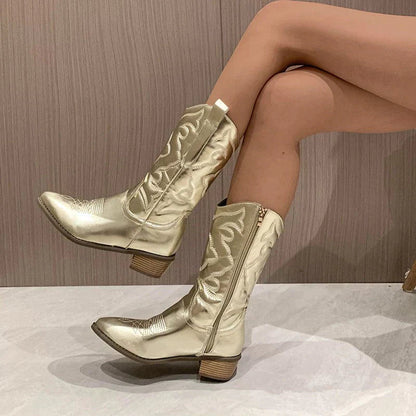 Metallische Cowboy-Stiefel - Aurora