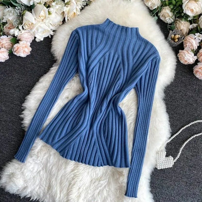 Damen Strickpullover mit Rollkragen und langen Ärmeln – Elodie