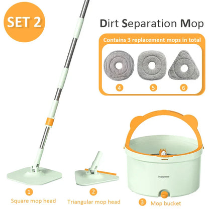 Selbstrotierender Wischmopp mit Eimer - SpinMop