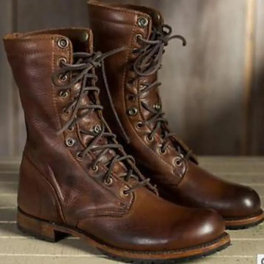 Gefütterte Damen Lederstiefel mit Schnürung – Alvara Herbstedition