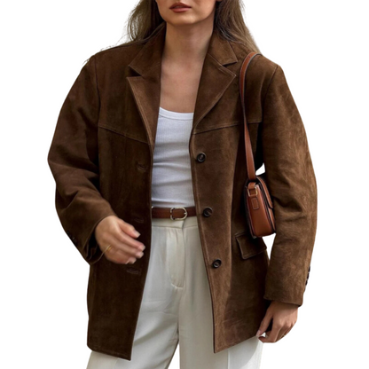 Oversize-Wildlederjacke mit Umlegekragen – Alina Herbstedition