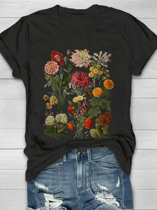 Short-Sleeve Women's T-Shirt With Floral Print - Hazel