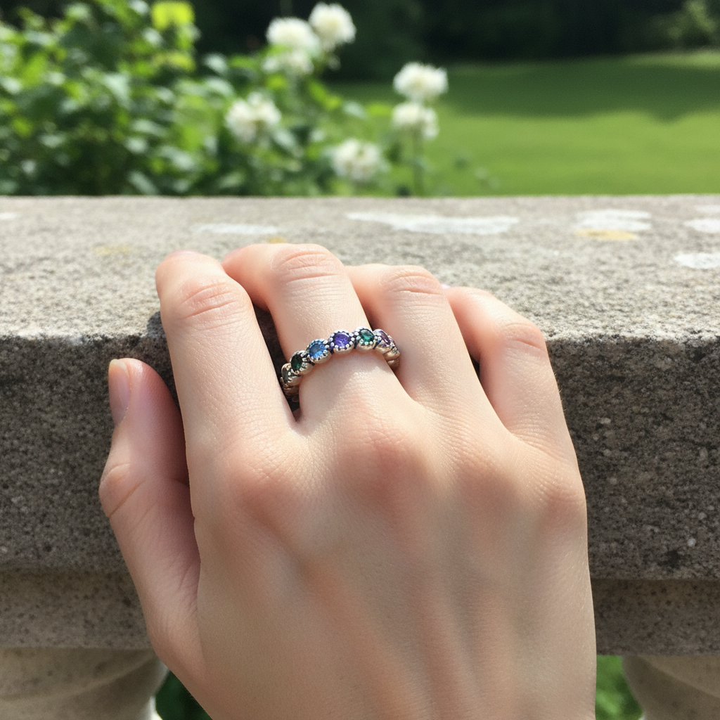 Silberner Blumensteinring - EleganzRing