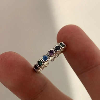 Silberner Blumensteinring - EleganzRing