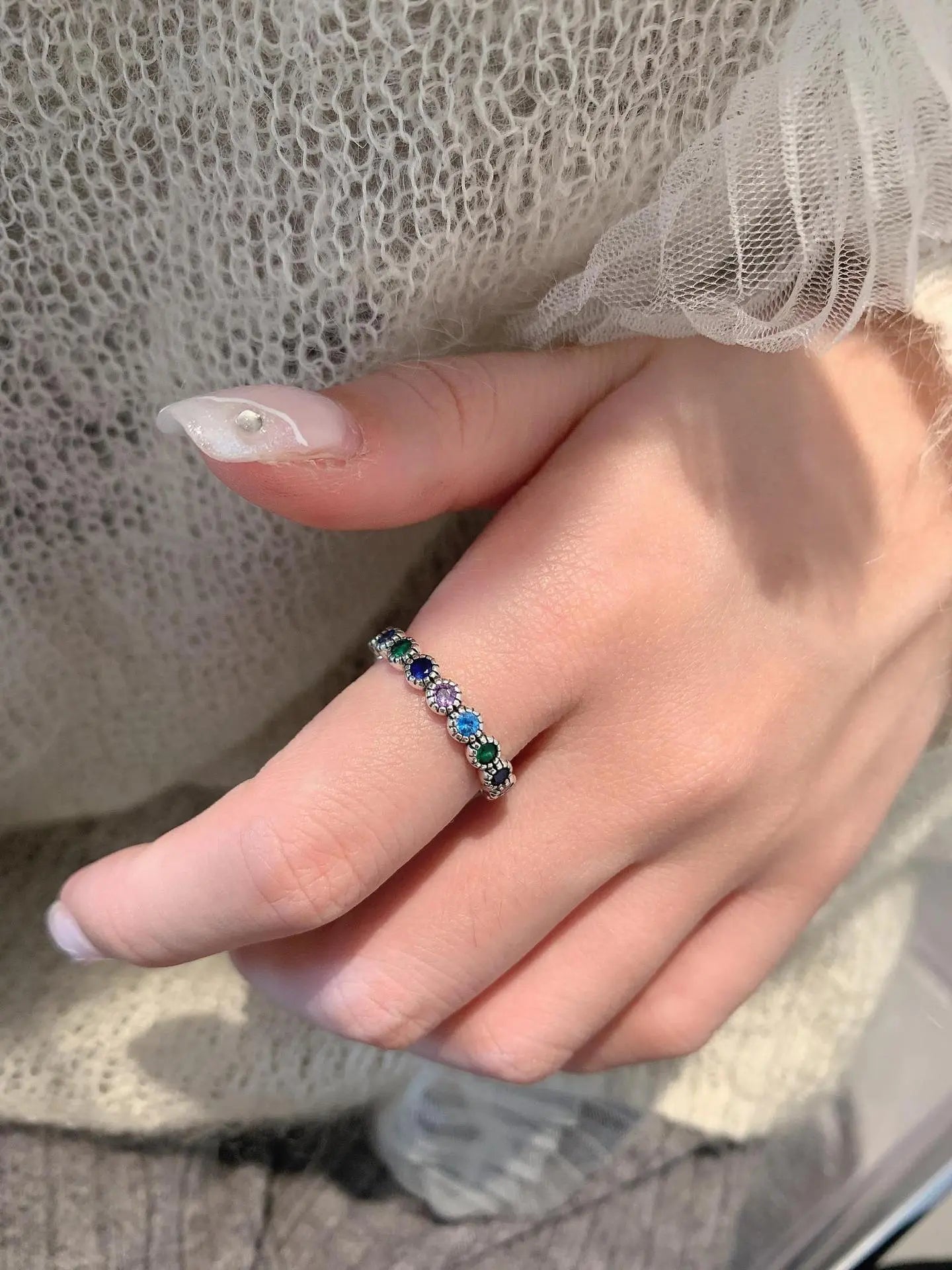 Silberner Blumensteinring - EleganzRing